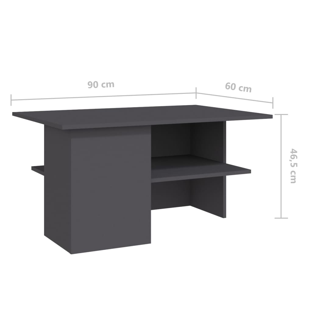 vidaXL Couchtisch Grau 90x60x46,5 cm Holzwerkstoff