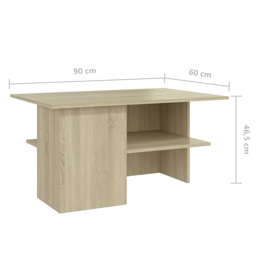 vidaXL Couchtisch Sonoma-Eiche 90x60x46,5 cm Holzwerkstoff