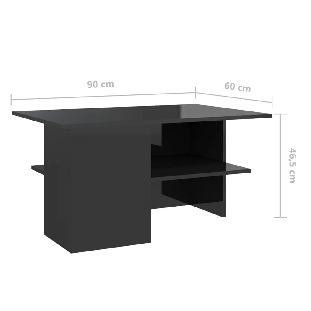 vidaXL Couchtisch Hochglanz-Schwarz 90x60x46,5 cm Holzwerkstoff