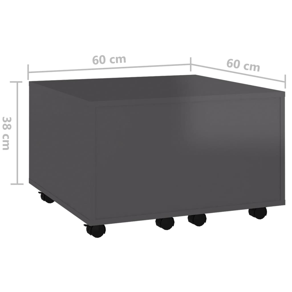 vidaXL Table basse gris brillant 60x60x38 cm Bois d'ingénierie