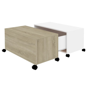 vidaXL Couchtisch Weiß Sonoma-Eiche 75x75x38 cm Holzwerkstoff