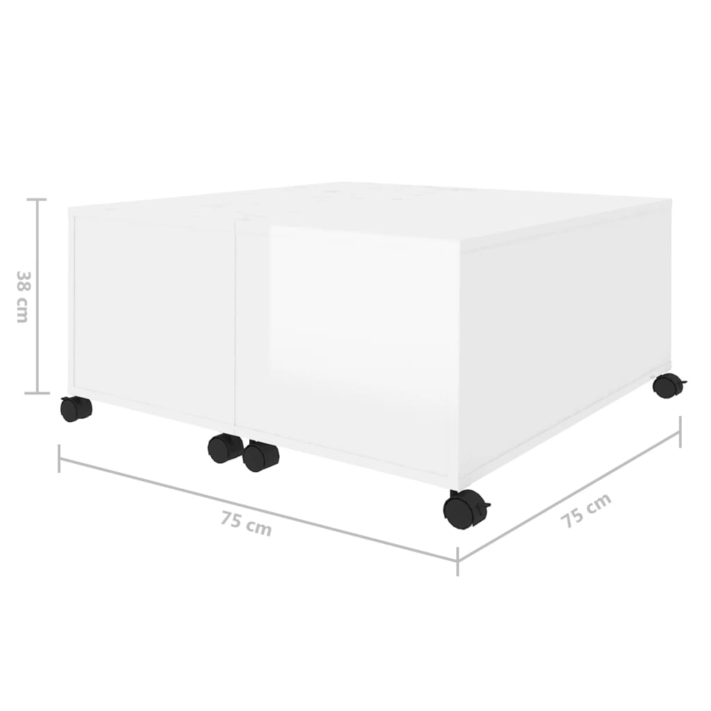 vidaXL Couchtisch Hochglanz-Weiß 75x75x38 cm Holzwerkstoff