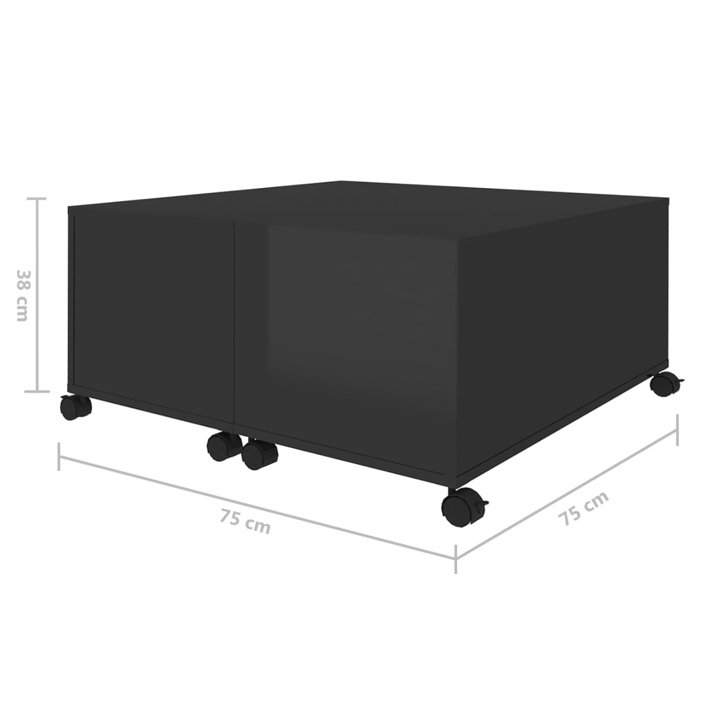 vidaXL Couchtisch Hochglanz-Schwarz 75x75x38 cm Holzwerkstoff