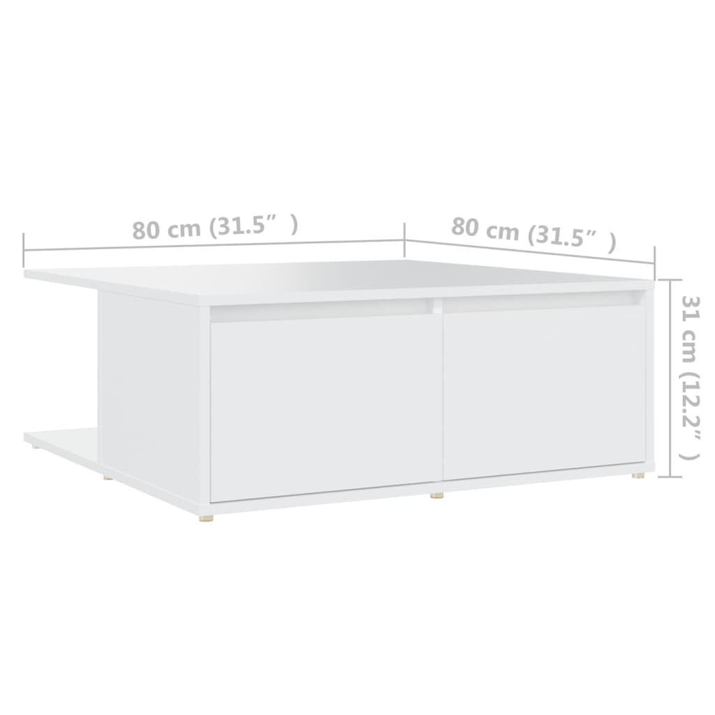 vidaXL Couchtisch Weiß 80x80x31 cm Holzwerkstoff