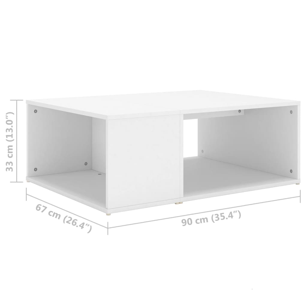 vidaXL Table basse Blanc 90x67x33 cm Bois d'ingénierie