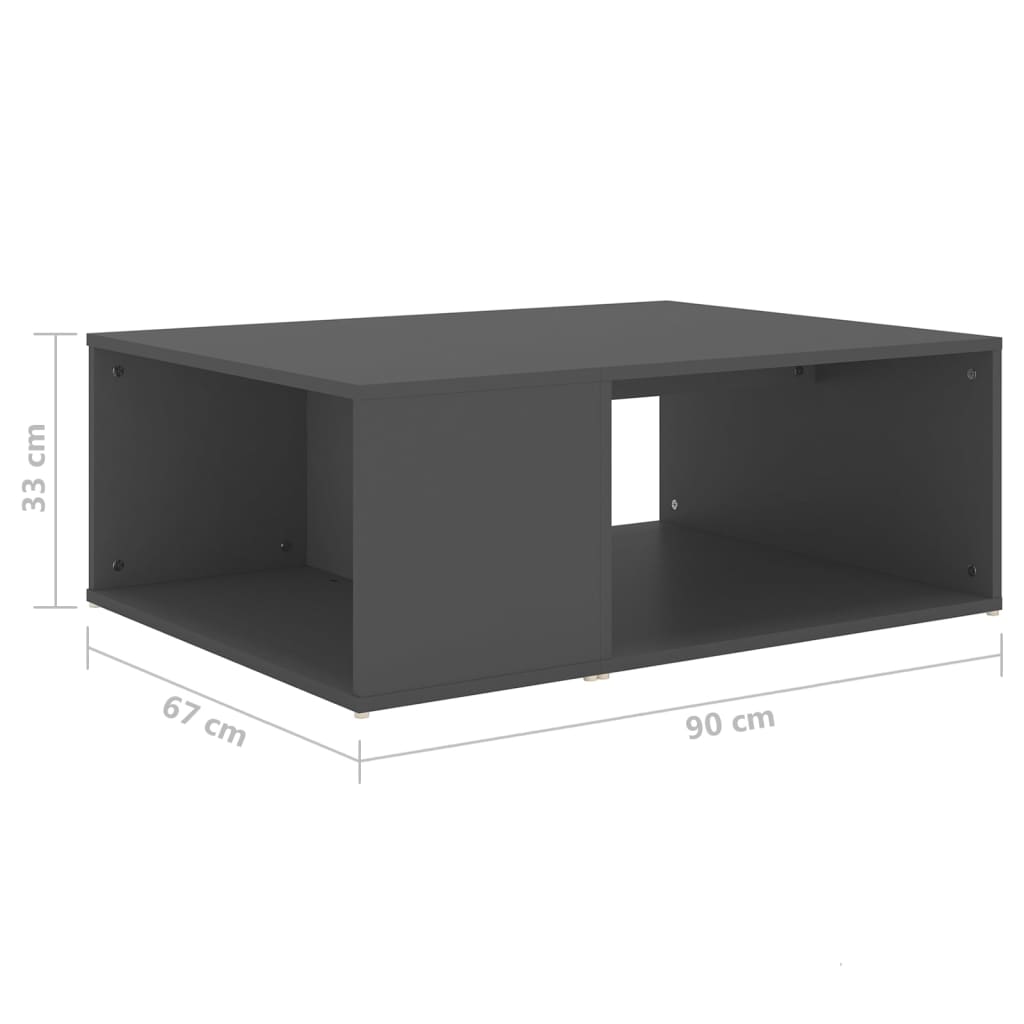 vidaXL Table basse gris 90x67x33 cm Bois d'ingénierie