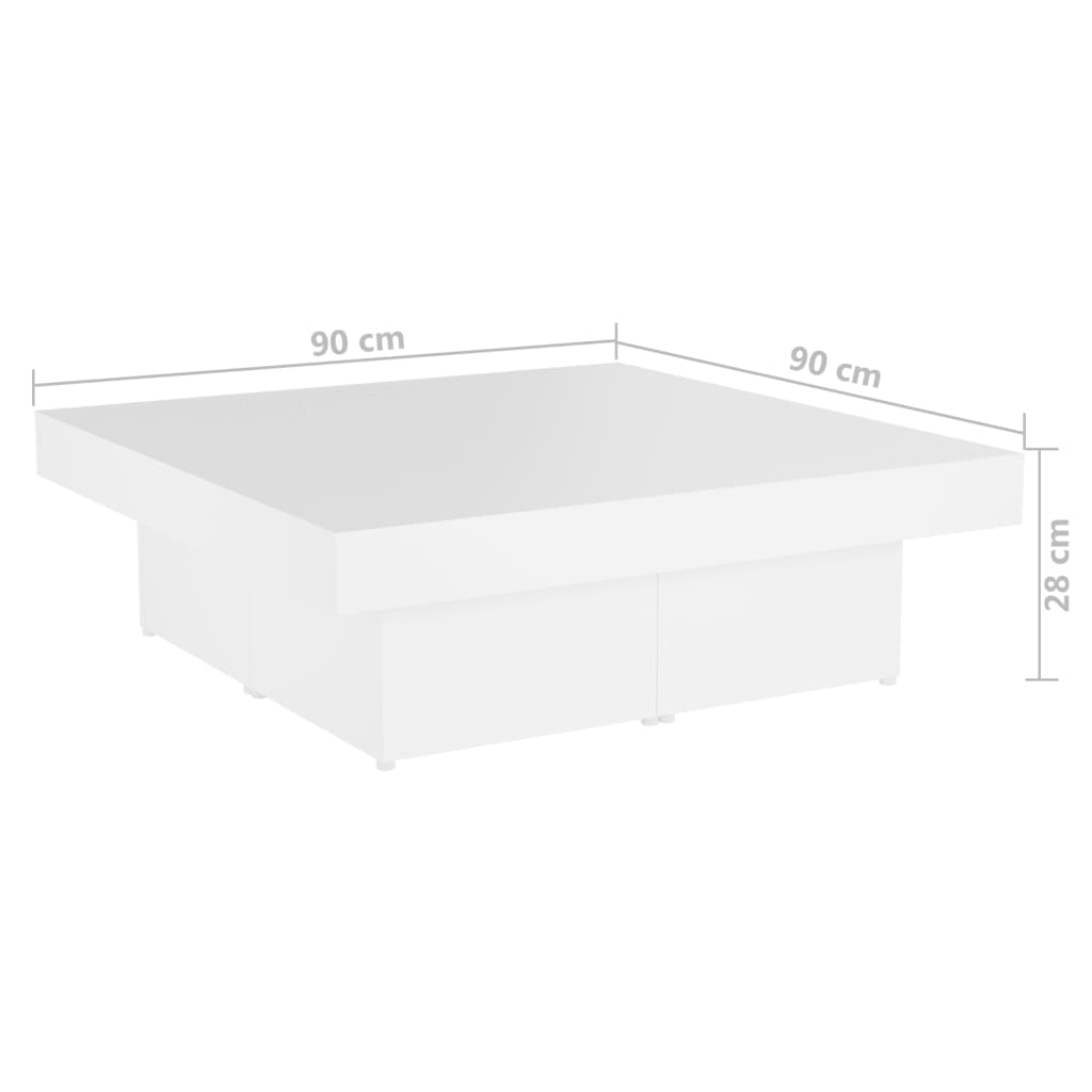 vidaXL Table basse Blanc 90x90x28 cm Bois d'ingénierie