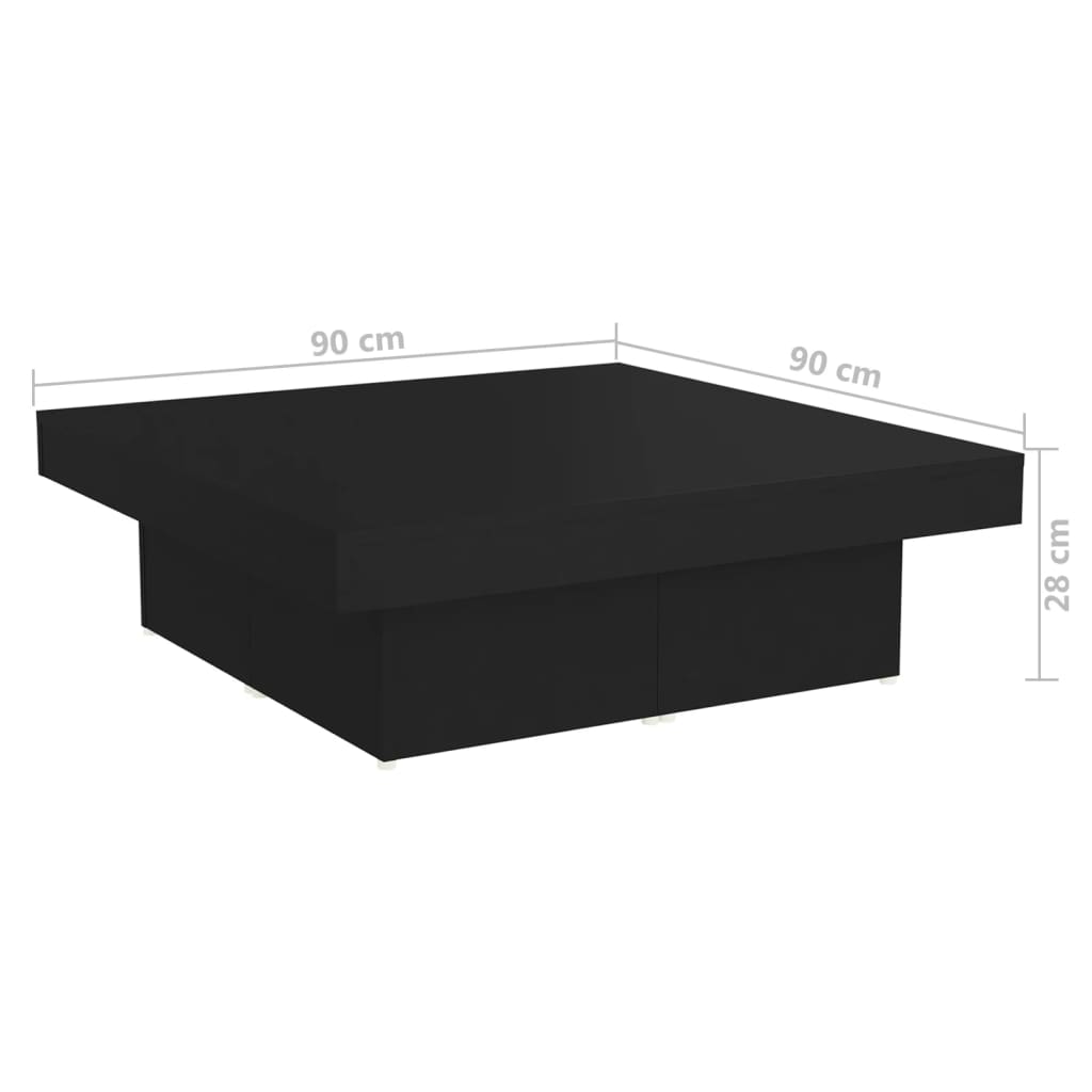 vidaXL Table basse noire 90x90x28 cm en bois d'ingénierie