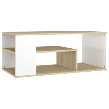 vidaXL Couchtisch Weiß und Sonoma-Eiche 100x50x40 cm Holzwerkstoff