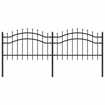 vidaXL Clôture de jardin avec lance noire 239 x 75 cm Acier enduit de poudre