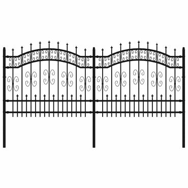 vidaXL Gartenzaun mit Speerspitze Schwarz 240 x 100 cm Pulverbeschichteter Stahl