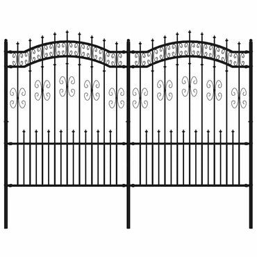 vidaXL Clôture de jardin avec fers de lance Acier poudré Noir 240 x 150 cm