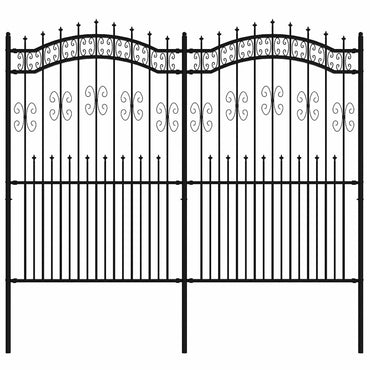 vidaXL Clôture de jardin avec lance noire 240 x 175 cm Acier thermolaqué