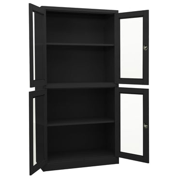 vidaXL Büroschrank Anthrazit 90x40x180 cm Stahl und Hartglas