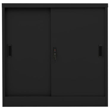 vidaXL Büroschrank mit Schiebetür Schwarz 90x40x90 cm Stahl