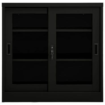 vidaXL Schrank mit Schiebetür Schwarz 90x40x90 cm Stahl