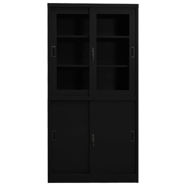 vidaXL Armoire de bureau à porte coulissante noir 90x40x180 cm acier