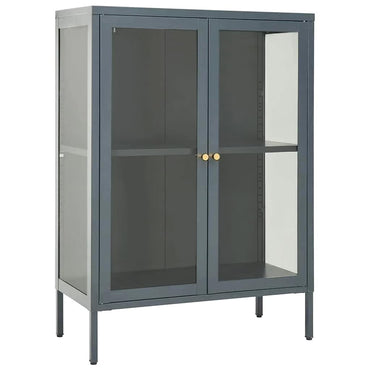 vidaXL Sideboard Anthrazit 75x35x105 cm Stahl und Glas