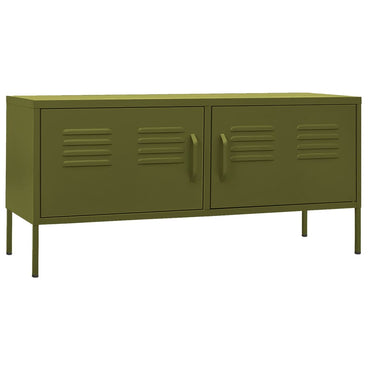 vidaXL Meuble TV vert olive 105x35x50 cm acier