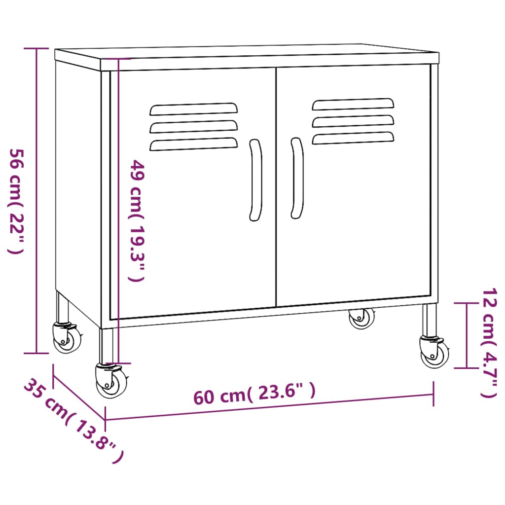 vidaXL Lagerschrank Schwarz 60x35x56 cm Stahl