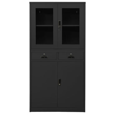 vidaXL Büroschrank Anthrazit 90x40x180 cm Stahl gehärtetes Glas