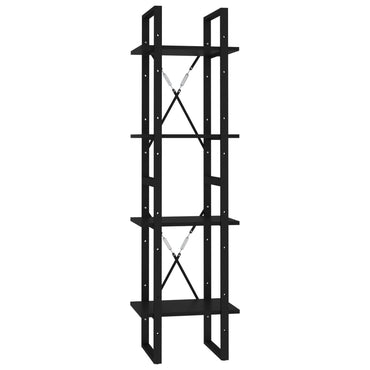 vidaXL Bücherregal 4 Fächer Schwarz 40x30x140 cm Holzwerkstoff