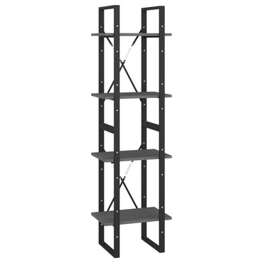 vidaXL Bücherregal 4 Böden Grau 40x30x140 cm Massivholz Kiefer