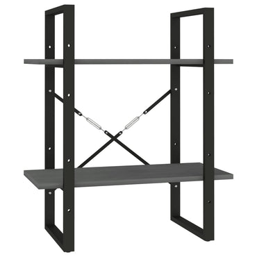 vidaXL Bücherregal 2 Böden Grau 60x30x70 cm Massivholz Kiefer