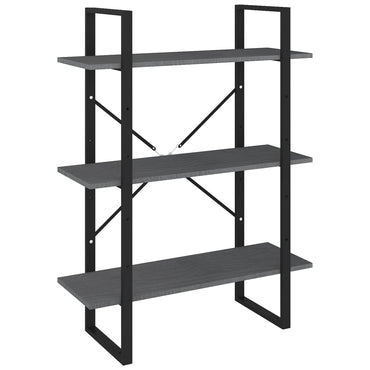 vidaXL Étagère à 3 niveaux gris 80x30x105 cm bois de pin massif