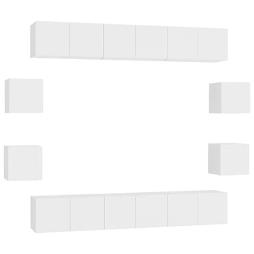 vidaXL Ensemble de meubles TV 10 pièces Blanc Bois d'ingénierie