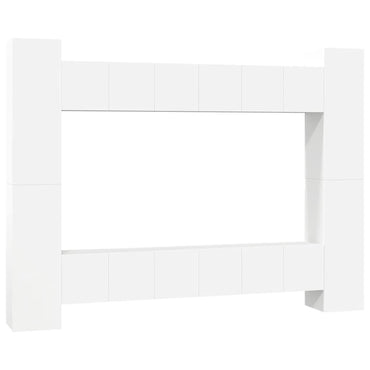 vidaXL Meuble TV 10 pièces Blanc Bois d'ingénierie
