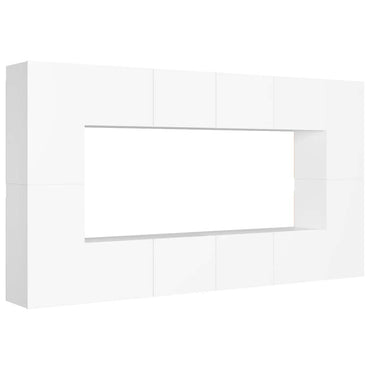 vidaXL Meuble TV, 8 pcs, Blanc, Bois d'ingénierie