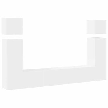 vidaXL Meuble TV, 8 pcs, Blanc, Bois d'ingénierie