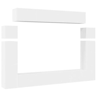 vidaXL Meuble TV, 8 pcs, Blanc, Bois d'ingénierie