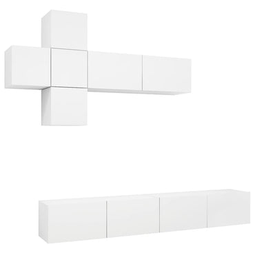 vidaXL Meuble TV avec 7 éléments Bois d'ingénierie Blanc