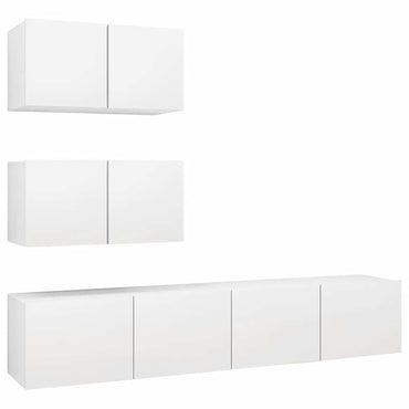 vidaXL Ensemble de meubles TV 4 pcs Blanc Bois d'ingénierie