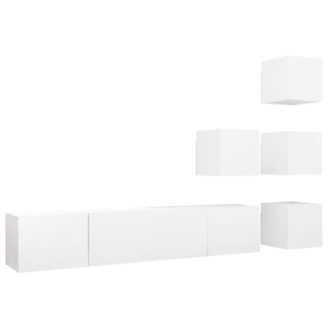 vidaXL Meuble TV 6 pièces blanc en bois d'ingénierie