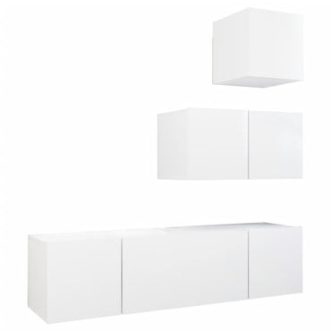 vidaXL Ensemble de 4 meubles TV Blanc Bois d'ingénierie