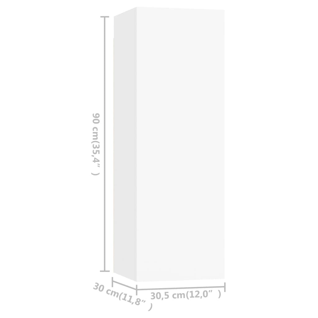 vidaXL Meubles TV 4 pcs Blanc 30,5x30x90 cm Bois d'ingénierie