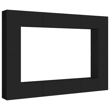 vidaXL Meuble TV 8 pcs Noir Aggloméré