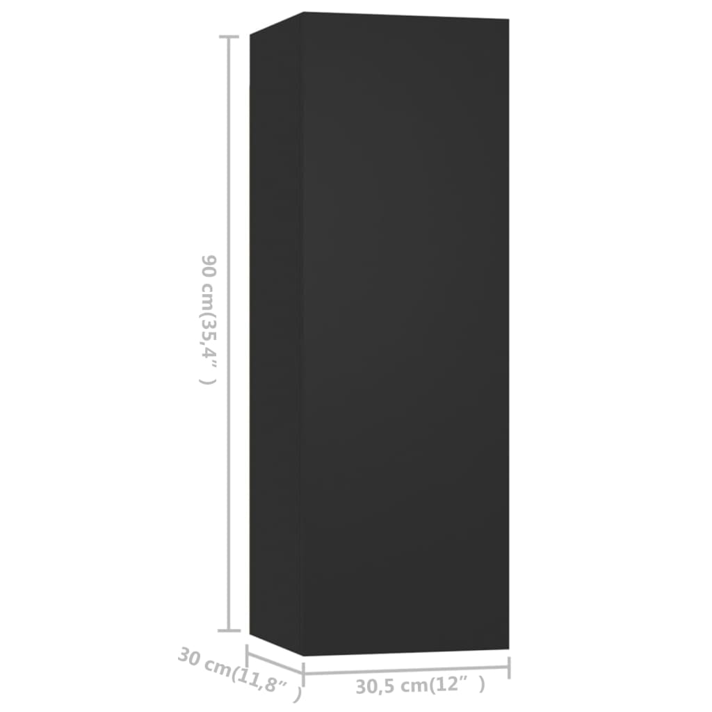 vidaXL Meuble TV, 4 pcs, Noir, Aggloméré