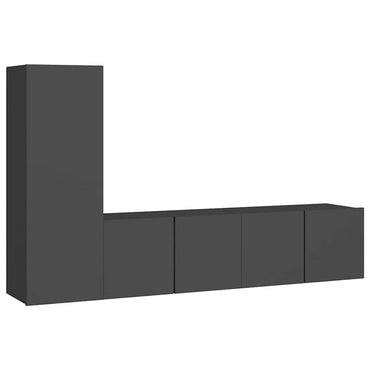 vidaXL Meuble TV, 3 pcs, gris, bois d'ingénierie