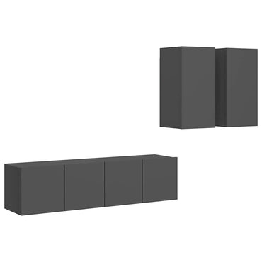 vidaXL Ensemble de meubles TV 4 pièces Gris Bois d'ingénierie