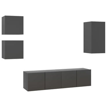 vidaXL Meuble TV 5 pcs Aggloméré Gris