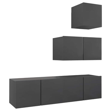 vidaXL Ensemble de meubles TV 4 pièces Gris Bois d'ingénierie