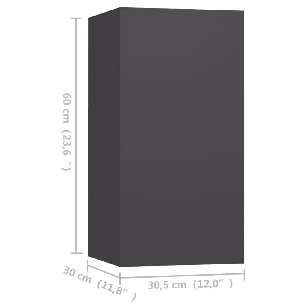 vidaXL Meubles TV 4 pcs Gris 30,5x30x60 cm Bois d'ingénierie