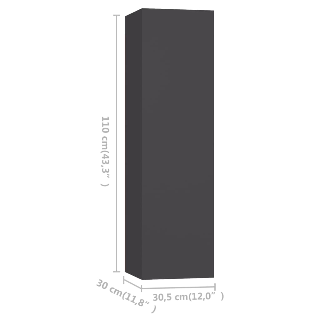 vidaXL Meubles TV 4 pcs Gris 30,5x30x110 cm Bois d'ingénierie
