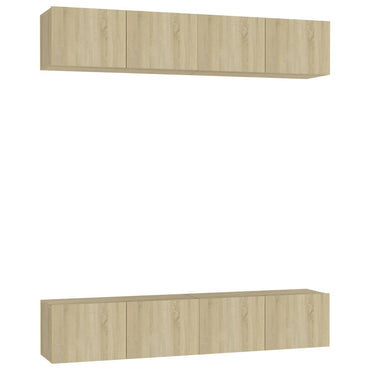 vidaXL Meubles TV 4 pcs Chêne Sonoma 80x30x30 cm Aggloméré