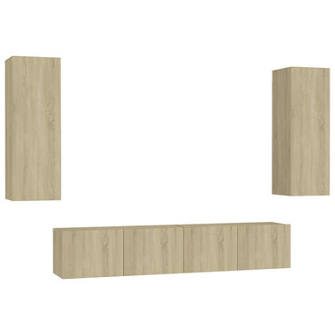 vidaXL Meuble TV 4 pcs Aggloméré Chêne Sonoma