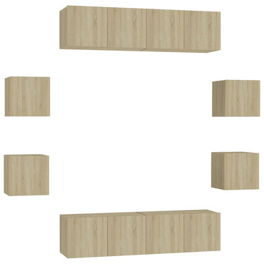 vidaXL Ensemble de 8 meubles TV Chêne Sonoma Bois d'ingénierie